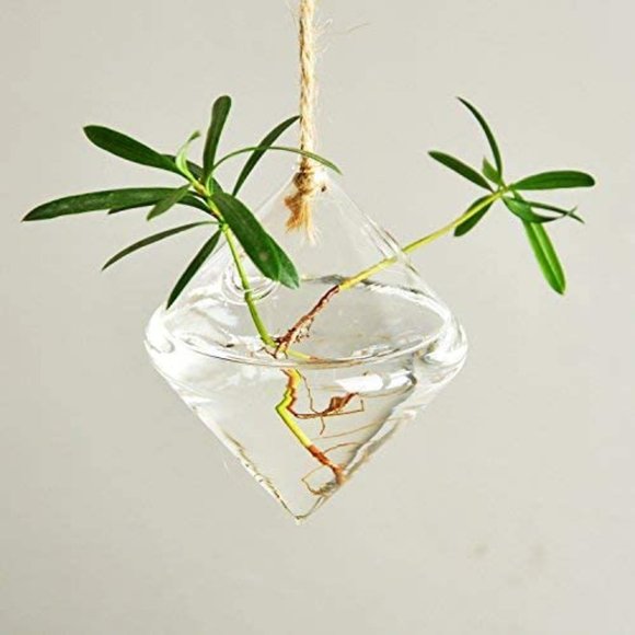 Anthropologie 3 Pcs Glass Plant Pots Planters Hang - Picture 3 of 8